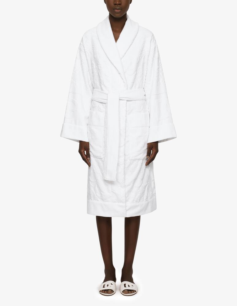 rinascente Dolce & Gabbana Bath Robe in Terry Cotton Jacquard - White