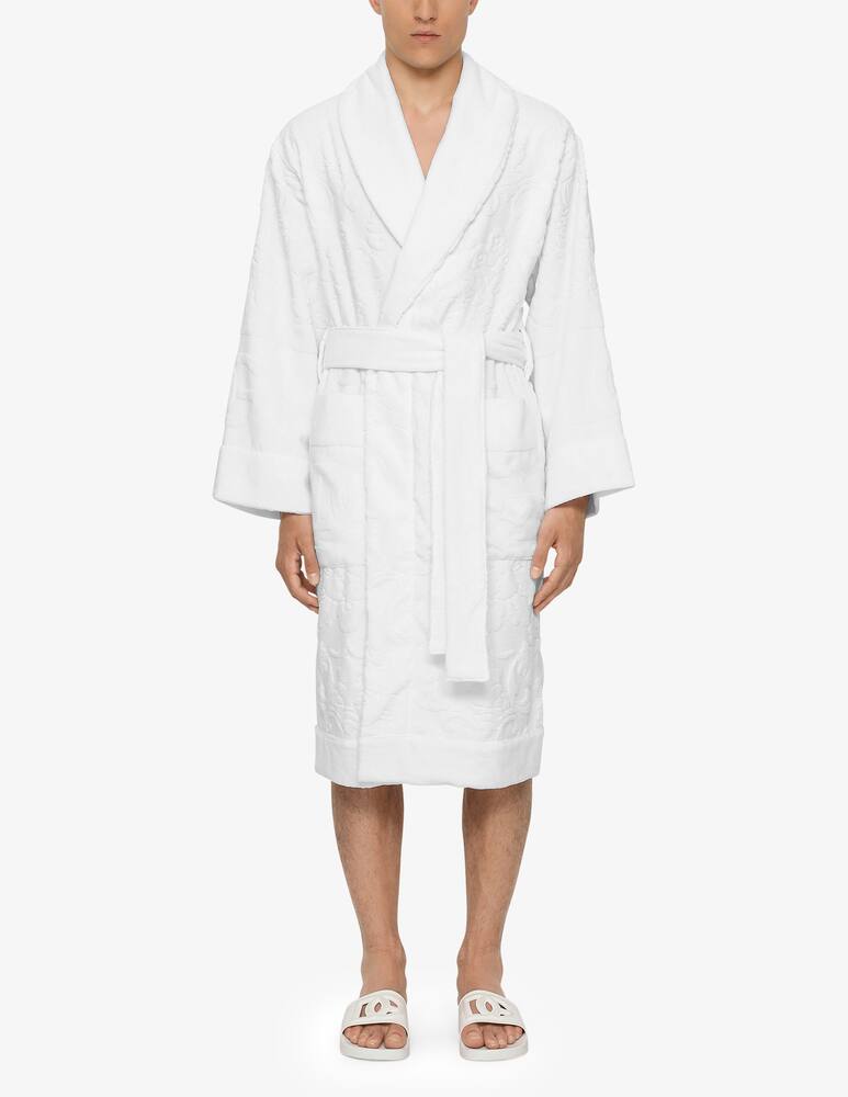 rinascente Dolce & Gabbana Bath Robe in Terry Cotton Jacquard - White