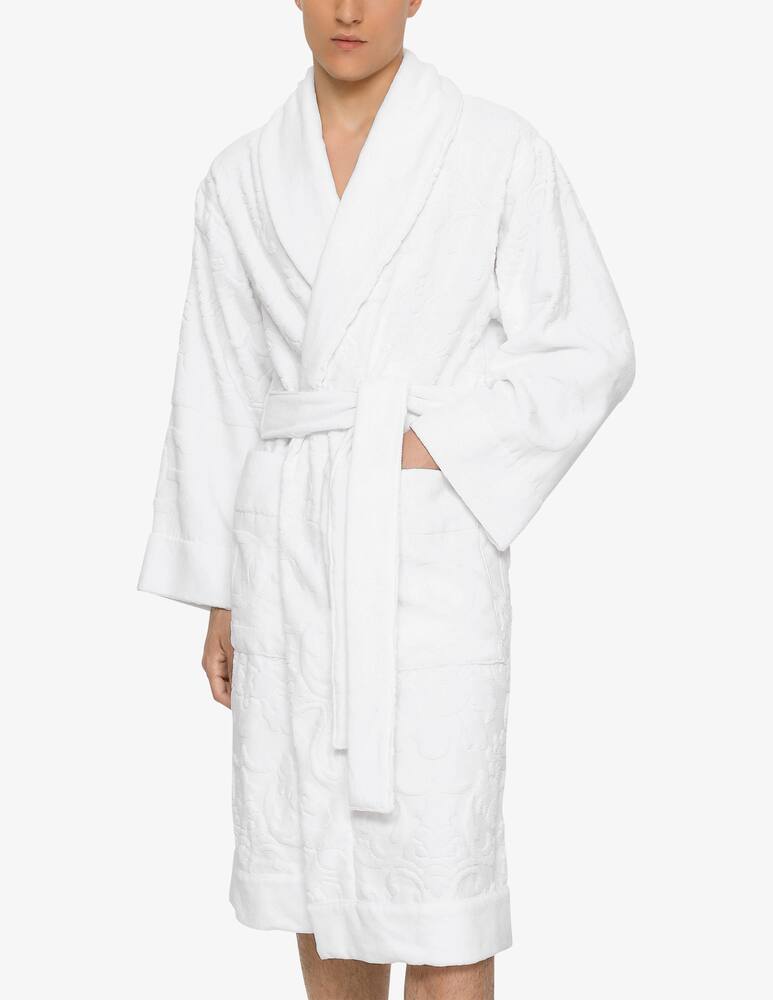 rinascente Dolce & Gabbana Bath Robe in Terry Cotton Jacquard - White