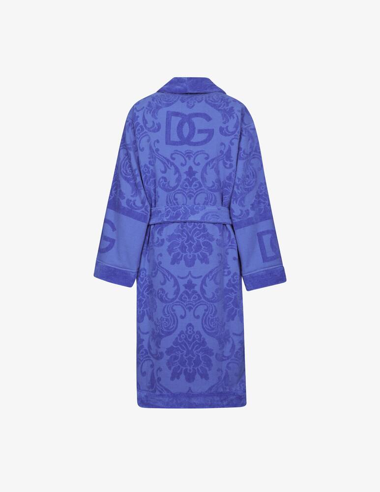 rinascente Dolce & Gabbana Bath Robe in Terry Cotton Jacquard - Blue