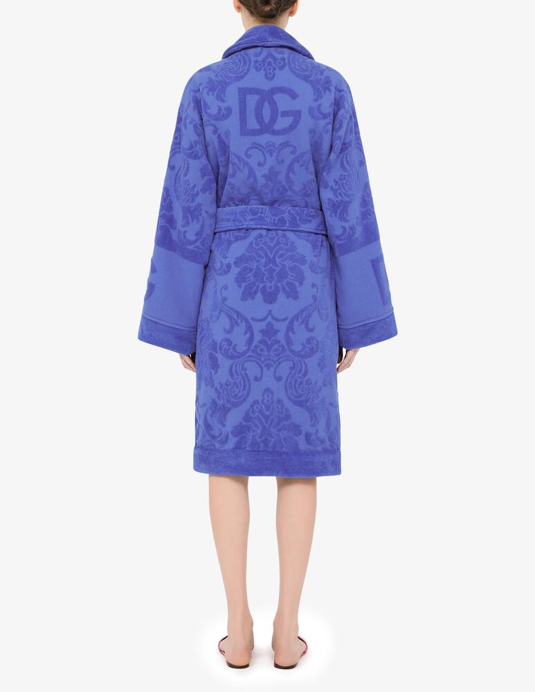 rinascente Dolce & Gabbana Bath Robe in Terry Cotton Jacquard - Blue