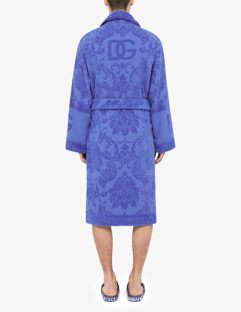 rinascente Dolce & Gabbana Bath Robe in Terry Cotton Jacquard - Blue