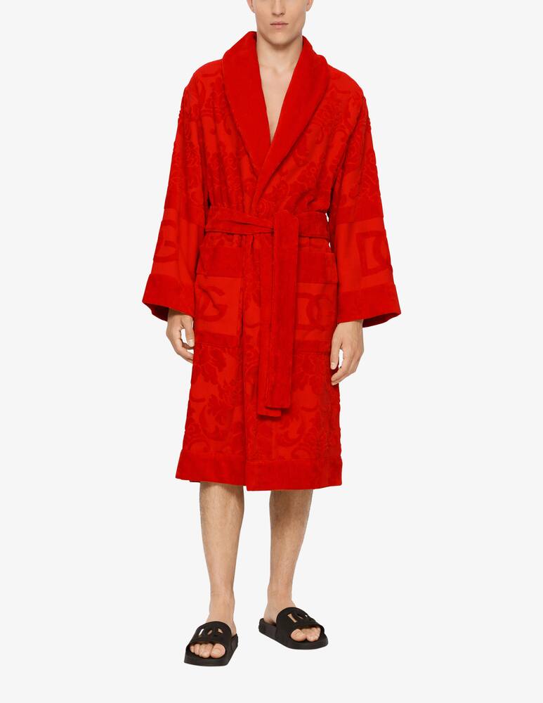 rinascente Dolce & Gabbana Bath Robe in Terry Cotton Jacquard - Red