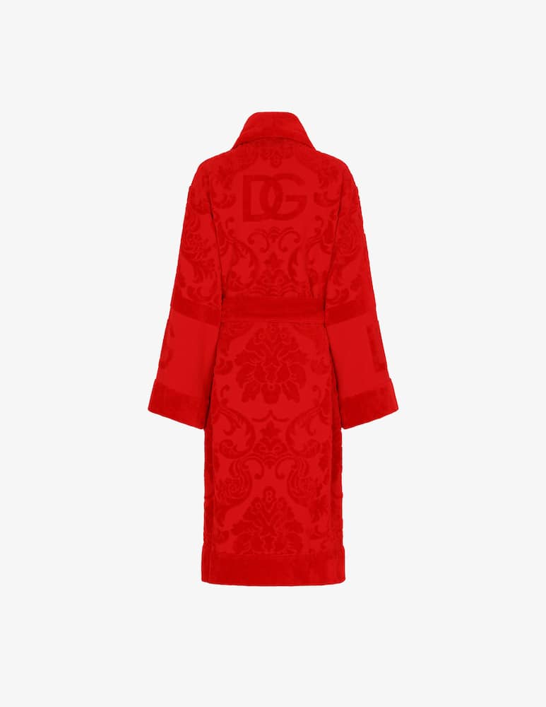 rinascente Dolce & Gabbana Bath Robe in Terry Cotton Jacquard - Red
