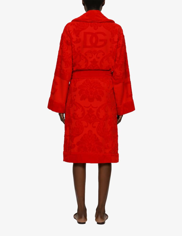 rinascente Dolce & Gabbana Bath Robe in Terry Cotton Jacquard - Red