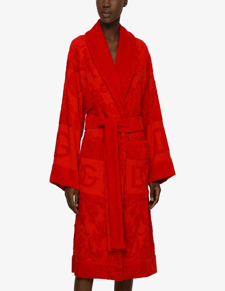 rinascente Dolce & Gabbana Bath Robe in Terry Cotton Jacquard - Red
