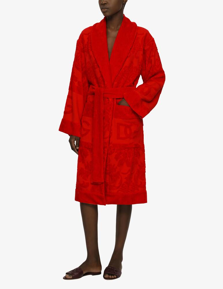 rinascente Dolce & Gabbana Bath Robe in Terry Cotton Jacquard - Red