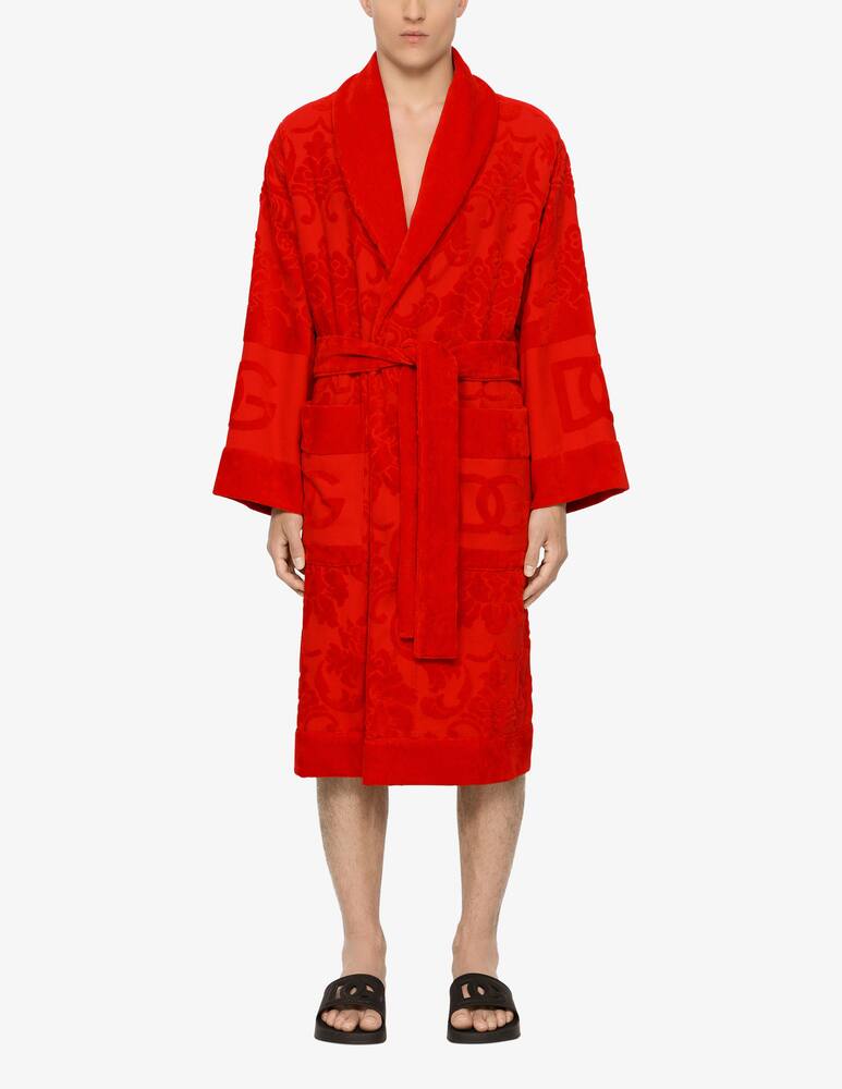 rinascente Dolce & Gabbana Bath Robe in Terry Cotton Jacquard - Red