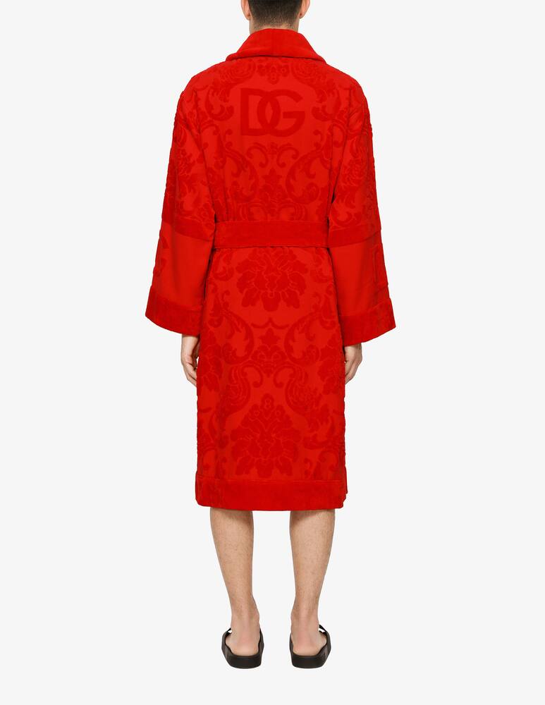 rinascente Dolce & Gabbana Bath Robe in Terry Cotton Jacquard - Red