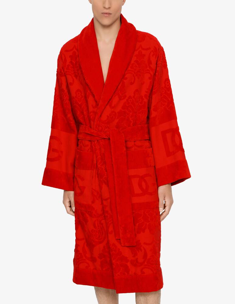 rinascente Dolce & Gabbana Bath Robe in Terry Cotton Jacquard - Red