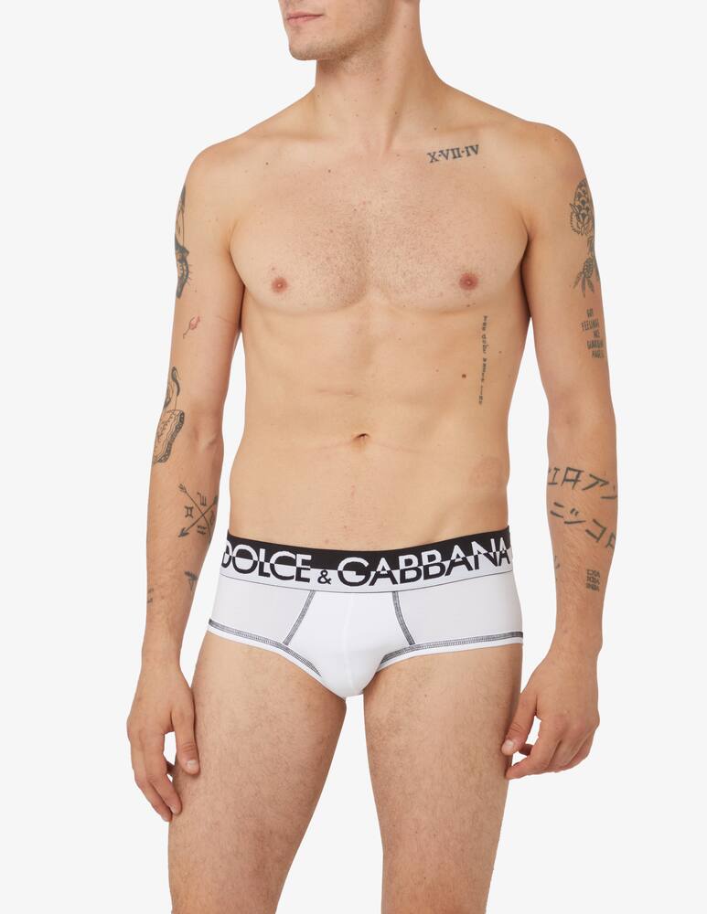 rinascente Dolce & Gabbana Bicolor elastic band brief - White