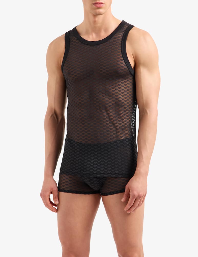 rinascente Emporio Armani Canotta jacquard eagle mesh rete