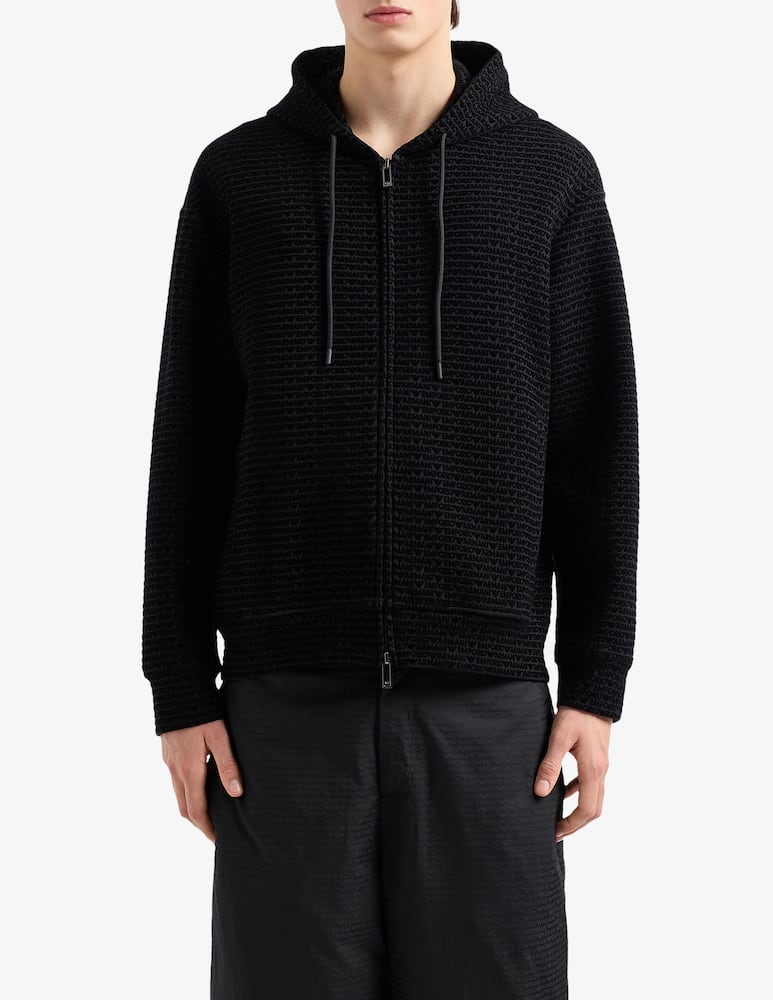 Emporio Armani Lettering all over flock hoodie - picture 1 Emporio Armani Lettering all over flock hoodie - picture 1