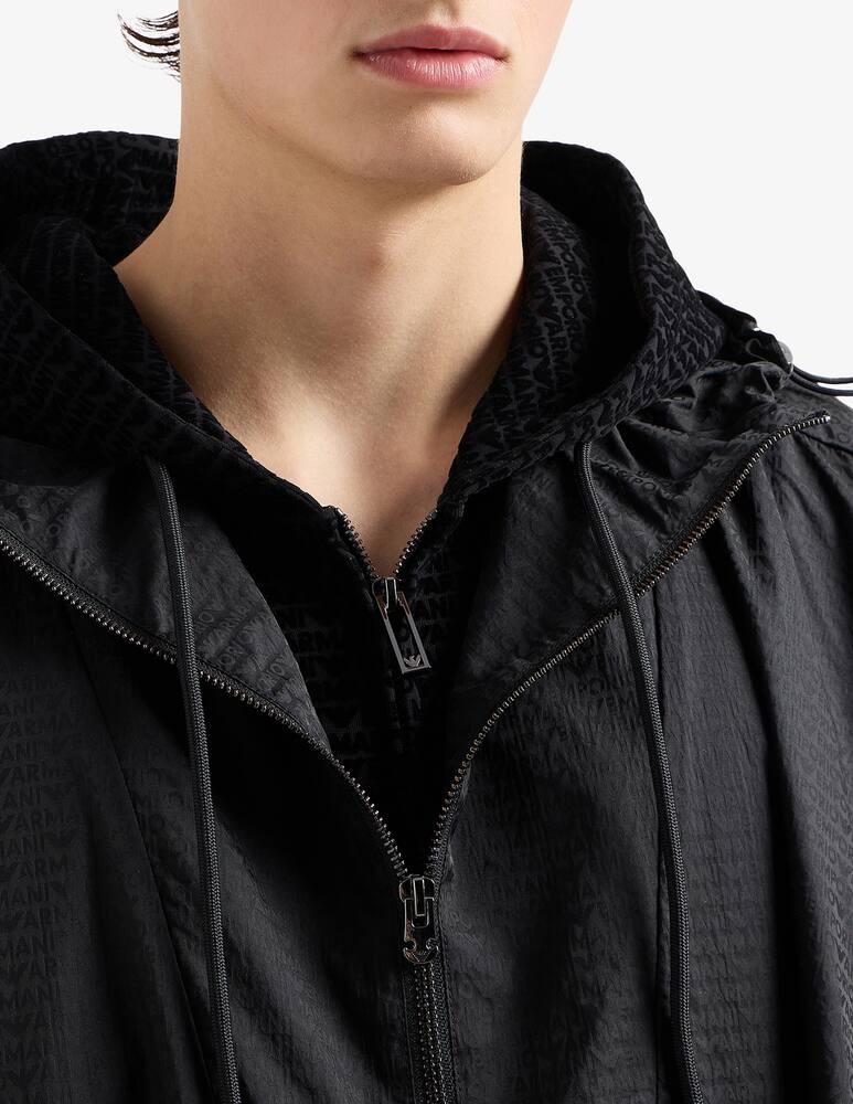 rinascente Emporio Armani Felpa con cappuccio lettering all over flock