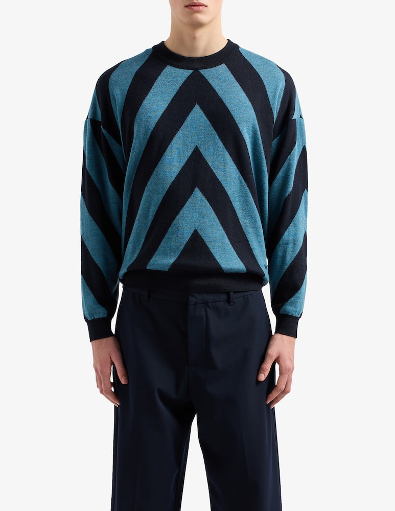 Emporio Armani Maglia in lana jacquard chevron - immagine 1 Emporio Armani Maglia in lana jacquard chevron - immagine 1