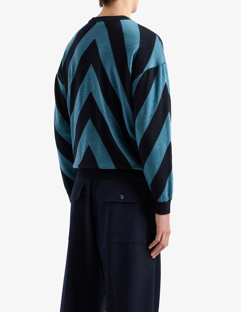 Emporio Armani Maglia in lana jacquard chevron - immagine 2 Emporio Armani Maglia in lana jacquard chevron - immagine 2