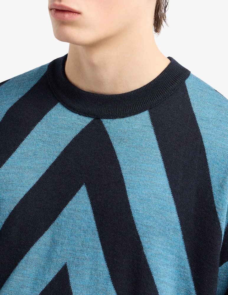 Emporio Armani Maglia in lana jacquard chevron - immagine 3 Emporio Armani Maglia in lana jacquard chevron - immagine 3