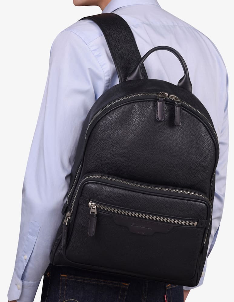 Santoni Leather zip pocket backpack - picture 2 Santoni Leather zip pocket backpack - picture 2