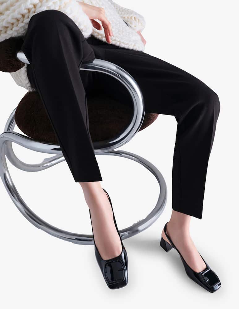 Santoni Black patent leather mid-heel slingback - picture 2 Santoni Black patent leather mid-heel slingback - picture 2