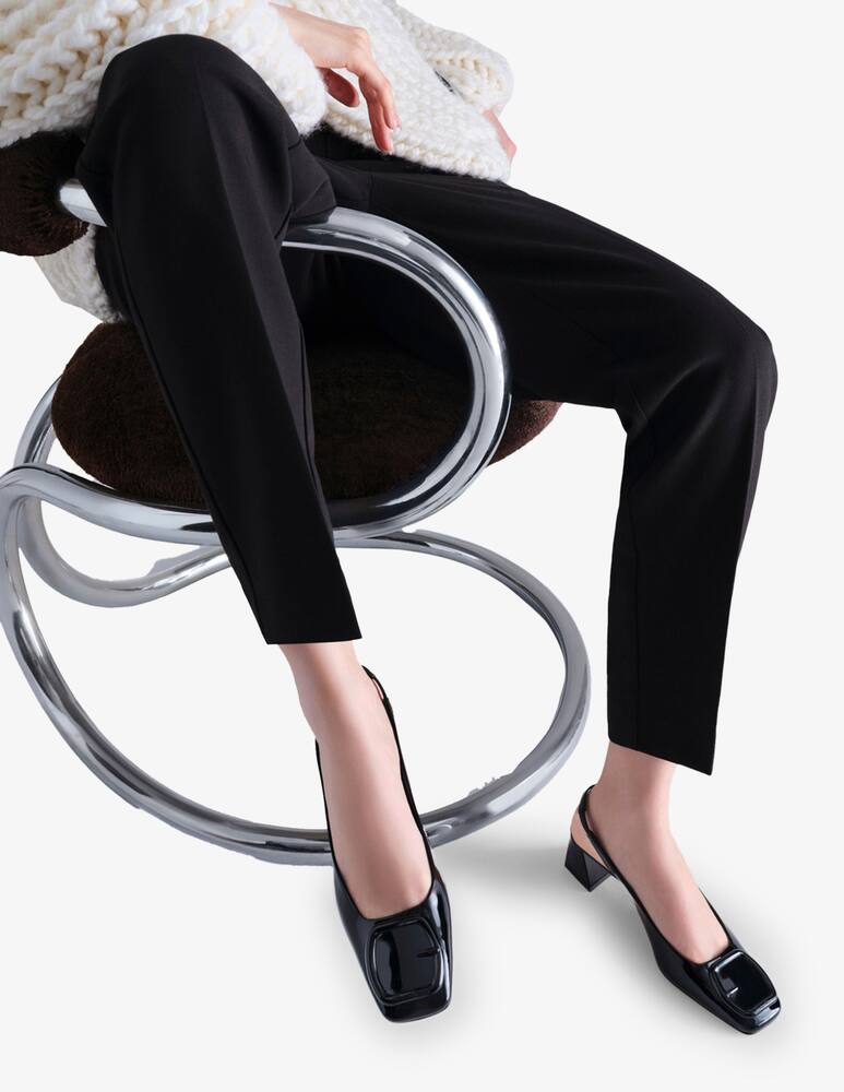 rinascente Santoni Black patent leather mid-heel slingback