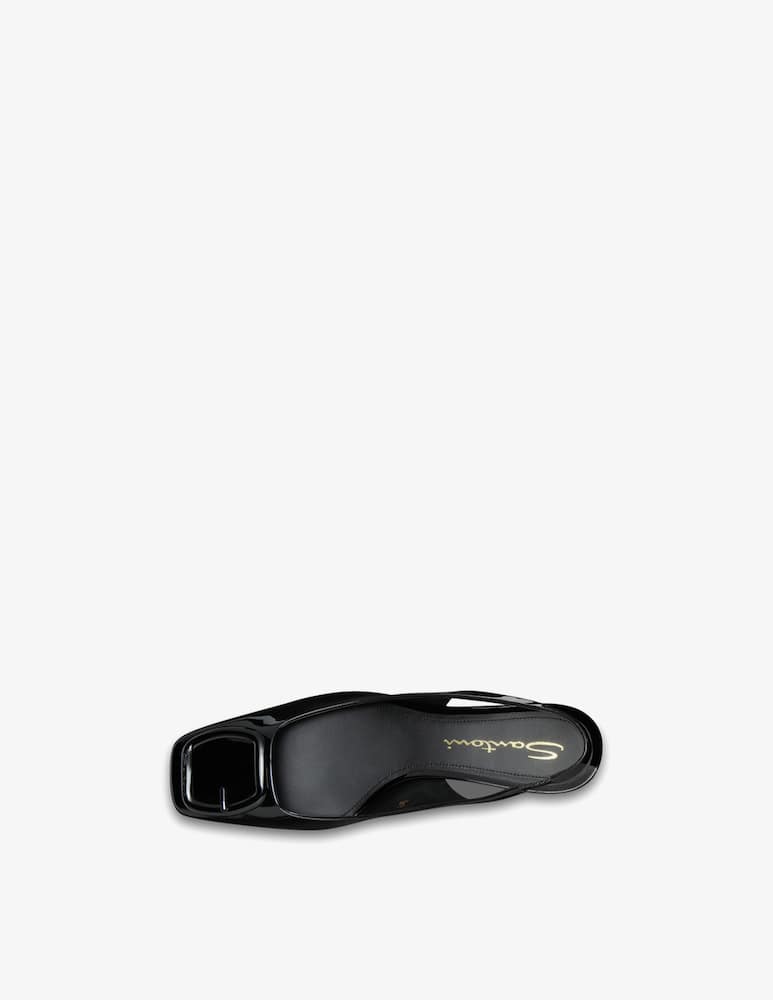 rinascente Santoni Black patent leather mid-heel slingback