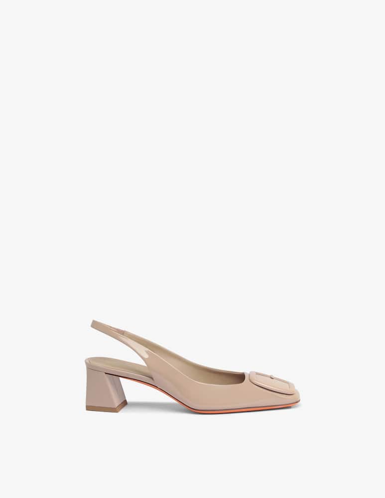 rinascente Santoni Pink patent leather mid-heel slingback