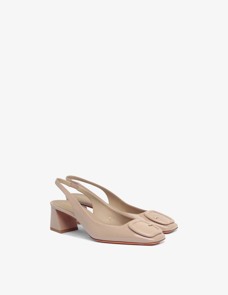 rinascente Santoni Pink patent leather mid-heel slingback