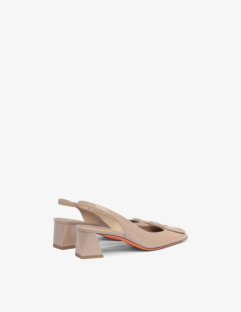 rinascente Santoni Pink patent leather mid-heel slingback
