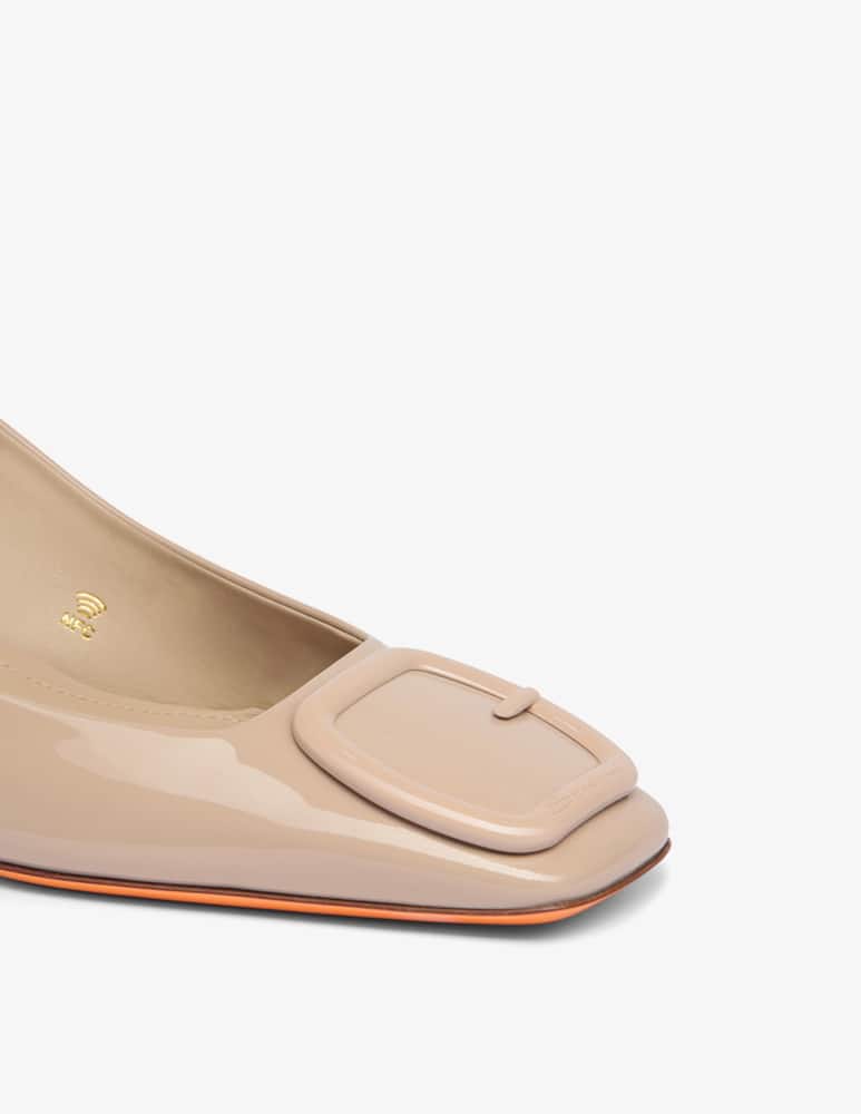 rinascente Santoni Pink patent leather mid-heel slingback