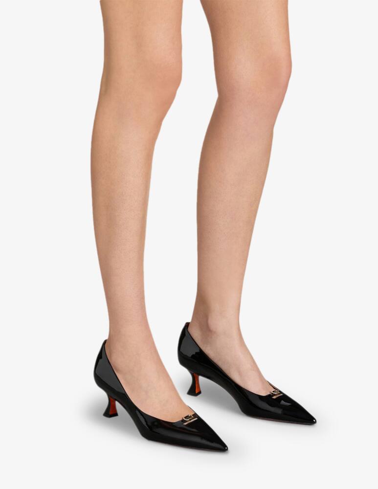 rinascente Santoni Black patent leather mid-heel pump