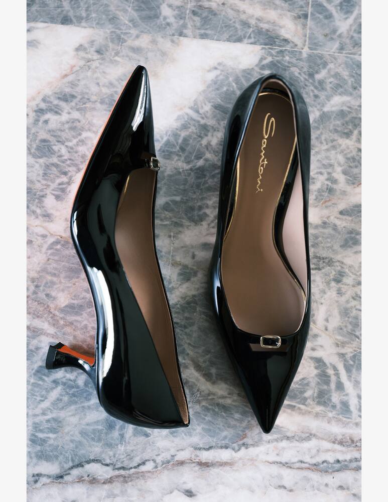 rinascente Santoni Black patent leather mid-heel pump