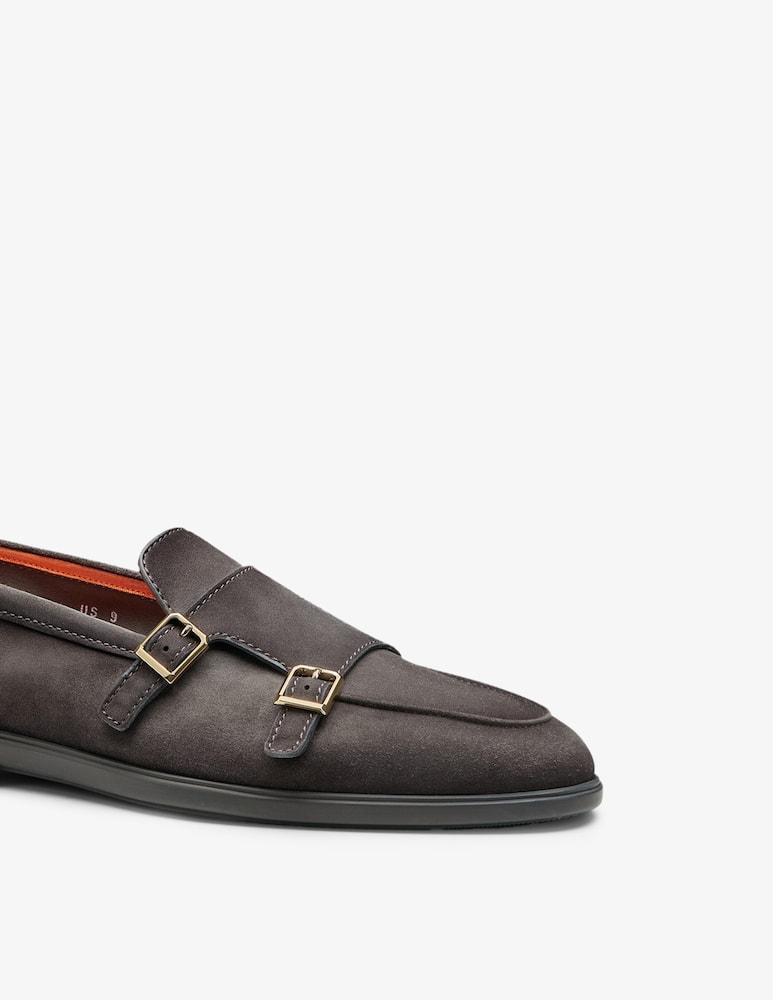 Santoni Suede double-monk loafers - picture 4 Santoni Suede double-monk loafers - picture 4