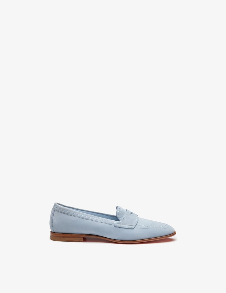 Santoni Mocassino penny in suede azzurro chiaro - immagine 1 Santoni Mocassino penny in suede azzurro chiaro - immagine 1