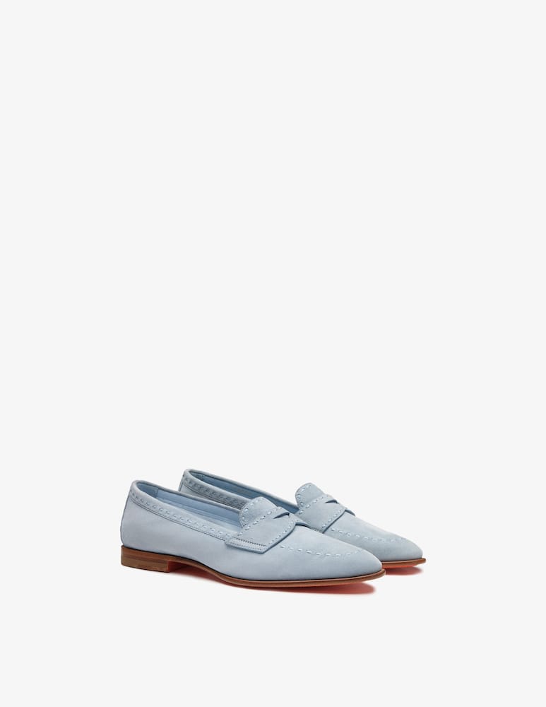 Santoni Mocassino penny in suede azzurro chiaro - immagine 4 Santoni Mocassino penny in suede azzurro chiaro - immagine 4