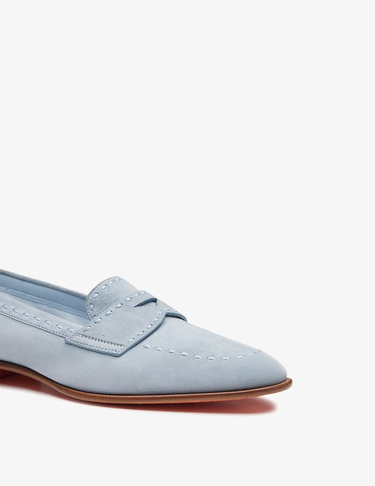 Santoni Mocassino penny in suede azzurro chiaro - immagine 5 Santoni Mocassino penny in suede azzurro chiaro - immagine 5