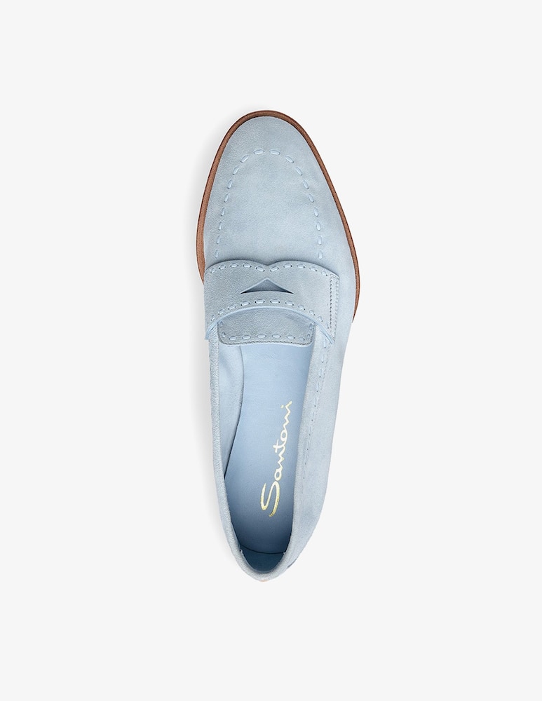 Santoni Mocassino penny in suede azzurro chiaro - immagine 6 Santoni Mocassino penny in suede azzurro chiaro - immagine 6