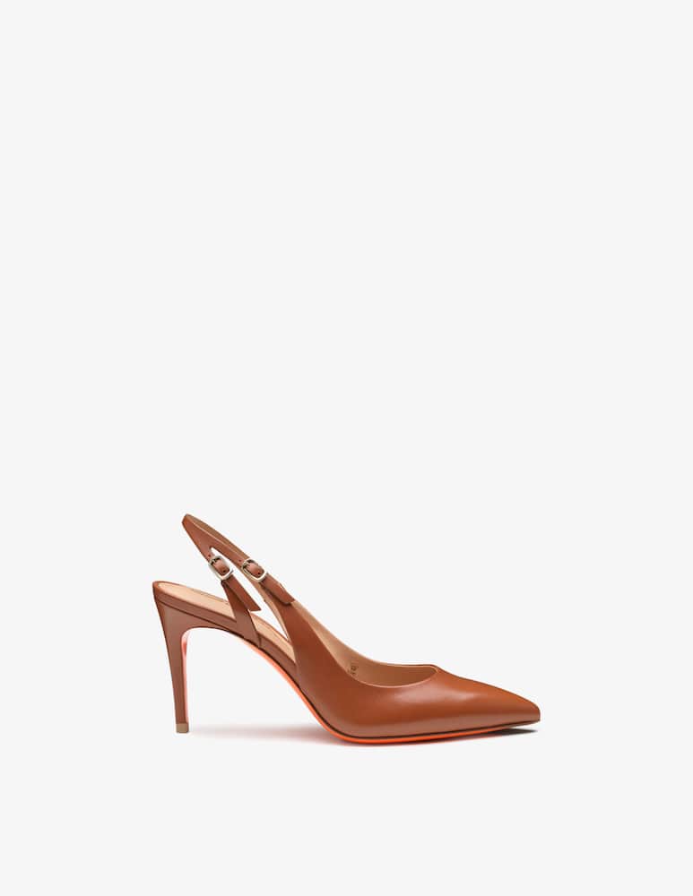 rinascente Santoni Light Brown leather high-heel slingback