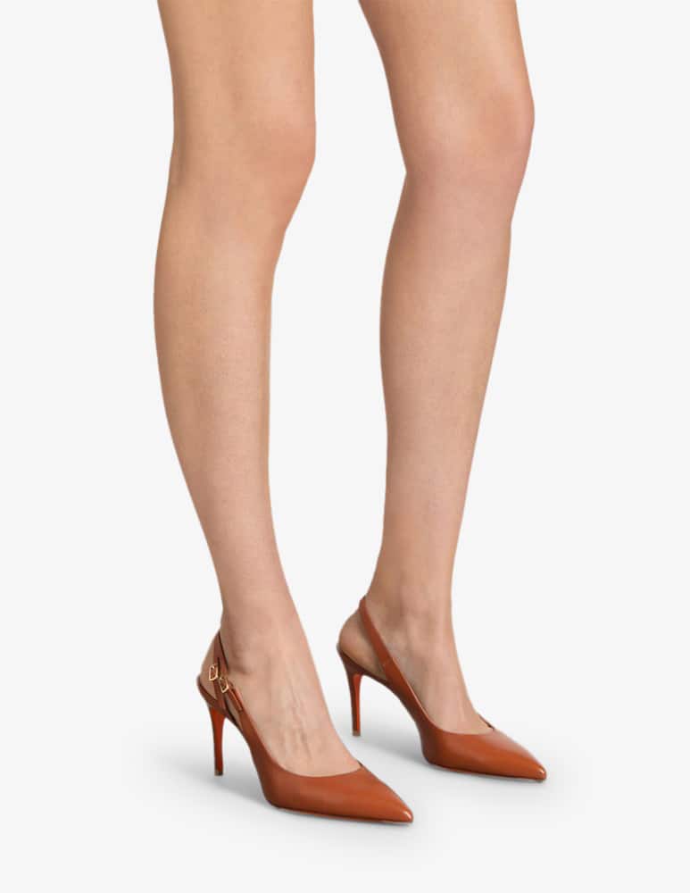rinascente Santoni Light Brown leather high-heel slingback
