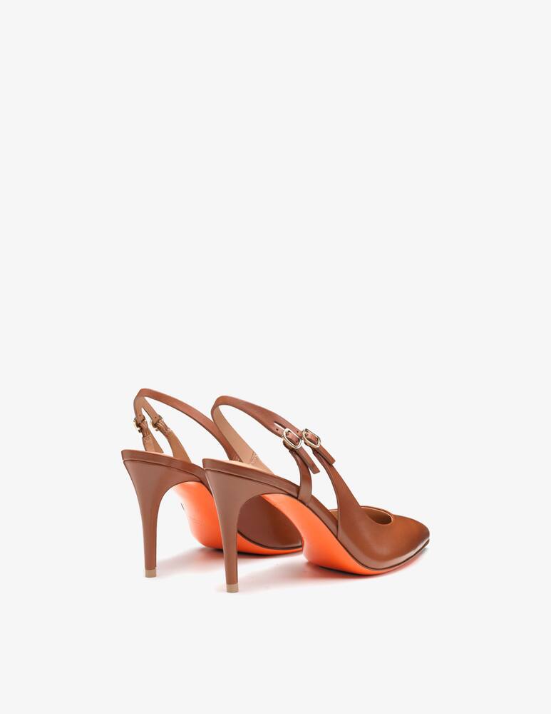 rinascente Santoni Light Brown leather high-heel slingback
