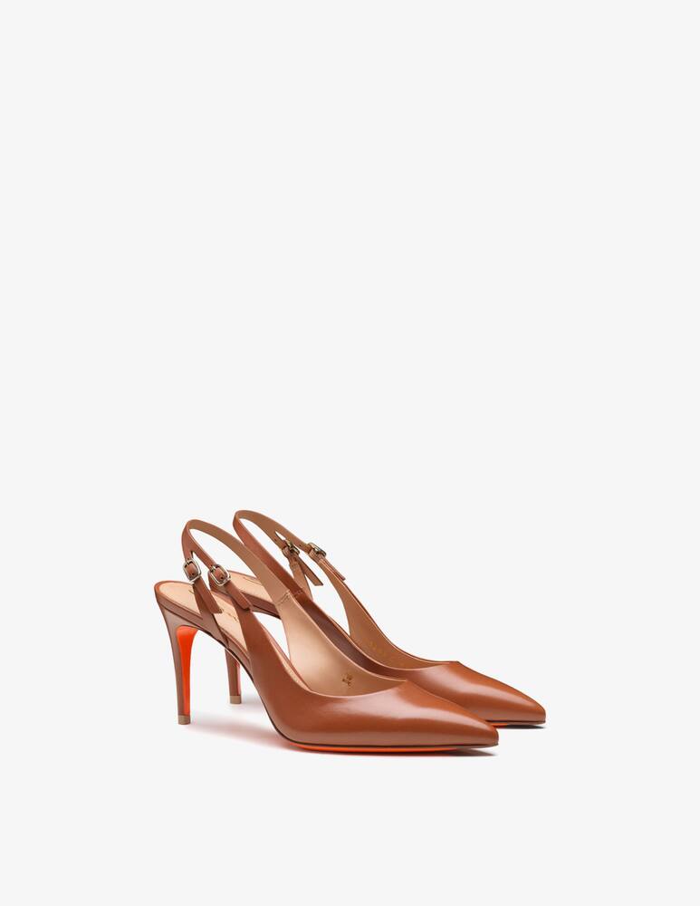 rinascente Santoni Light Brown leather high-heel slingback