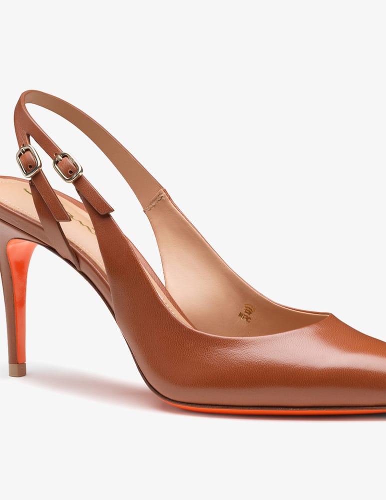 rinascente Santoni Light Brown leather high-heel slingback