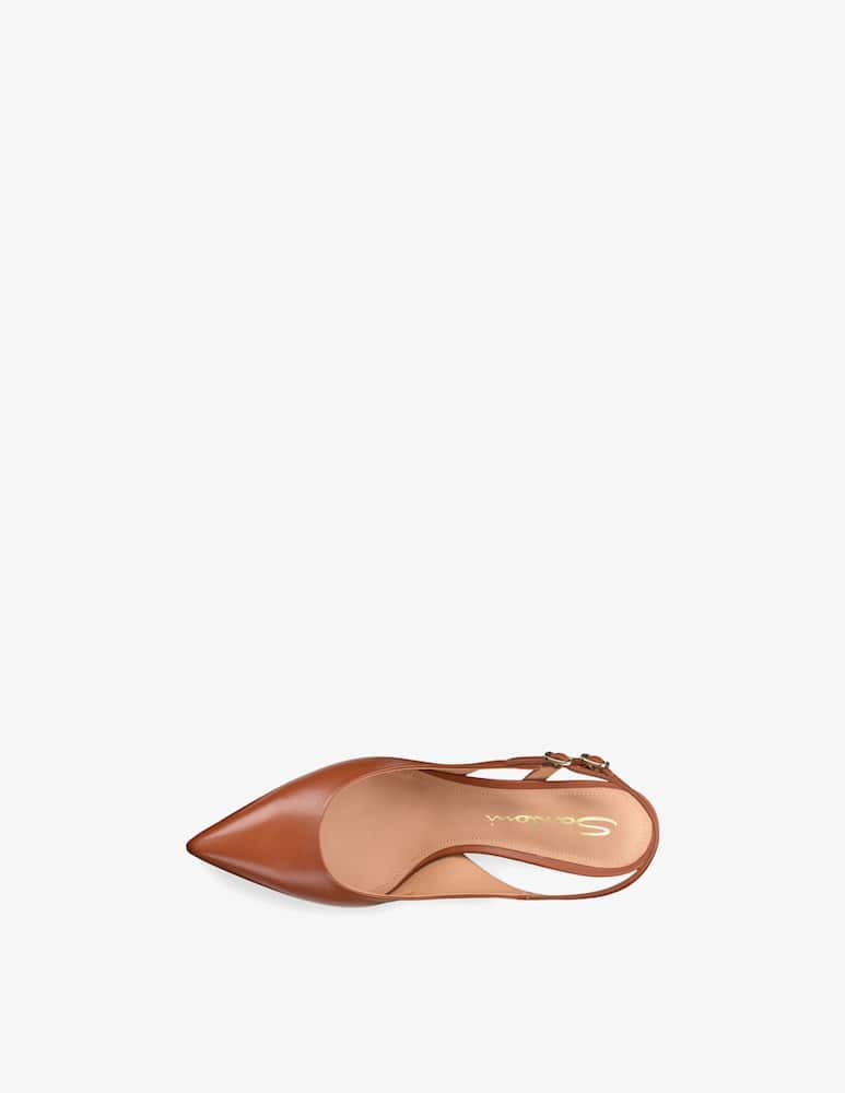 rinascente Santoni Light Brown leather high-heel slingback