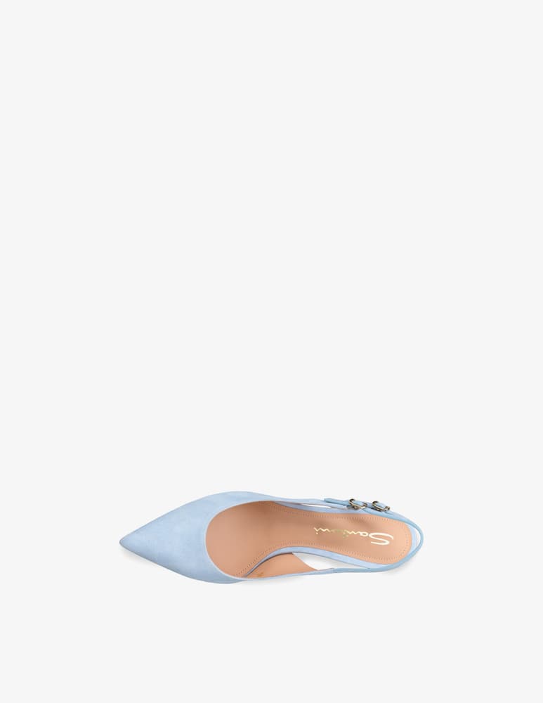 rinascente Santoni Light Blue suede high-heel slingback