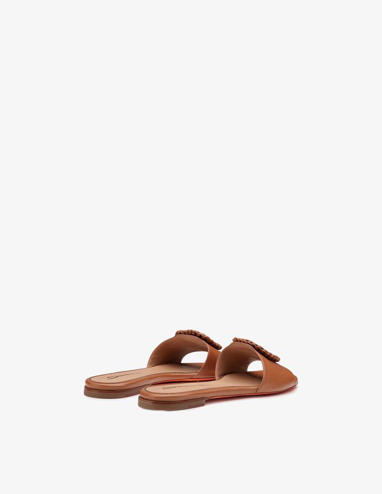 rinascente Santoni Brown leather slide sandal