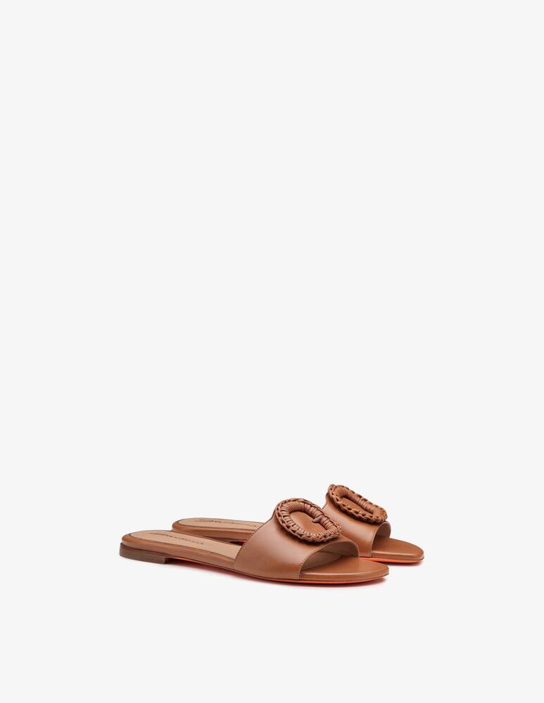 rinascente Santoni Brown leather slide sandal
