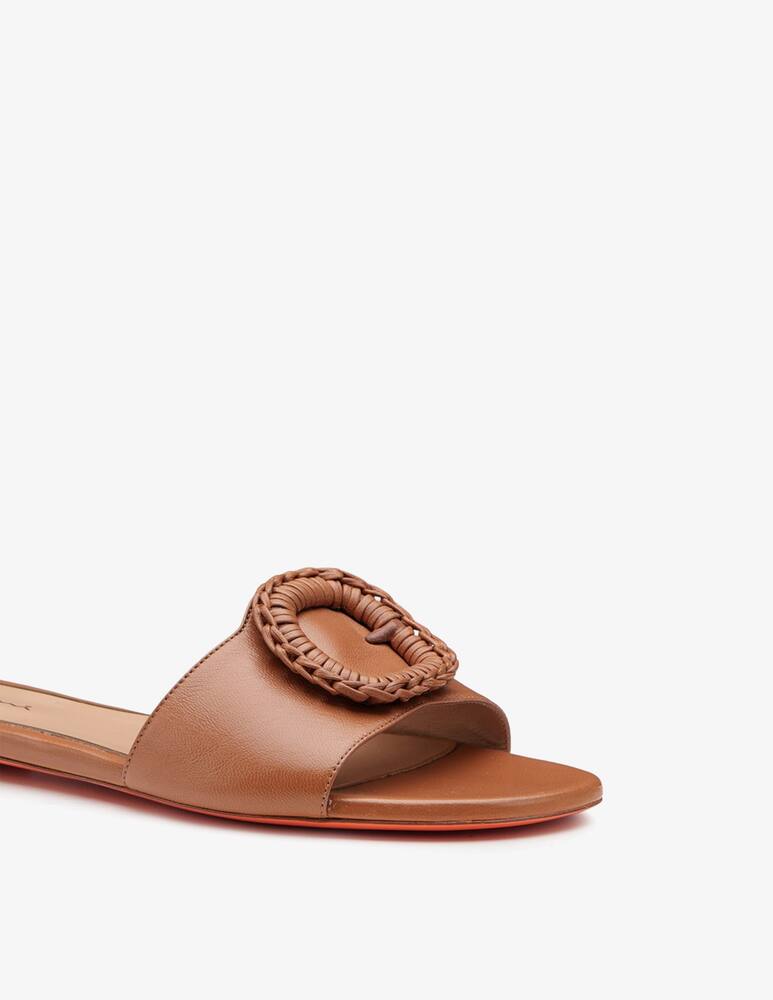 rinascente Santoni Brown leather slide sandal