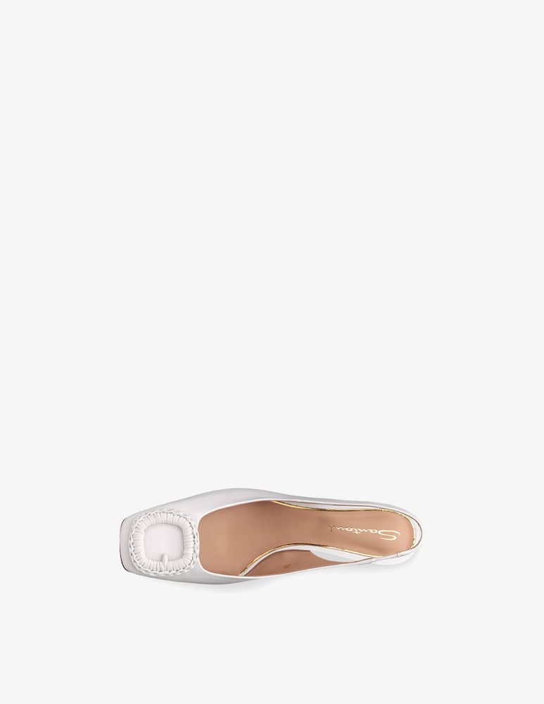 Santoni White leather mid-heel slingback - picture 7