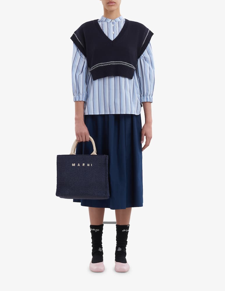 Marni Tote Bag piccola in tessuto effetto rafia - immagine 2