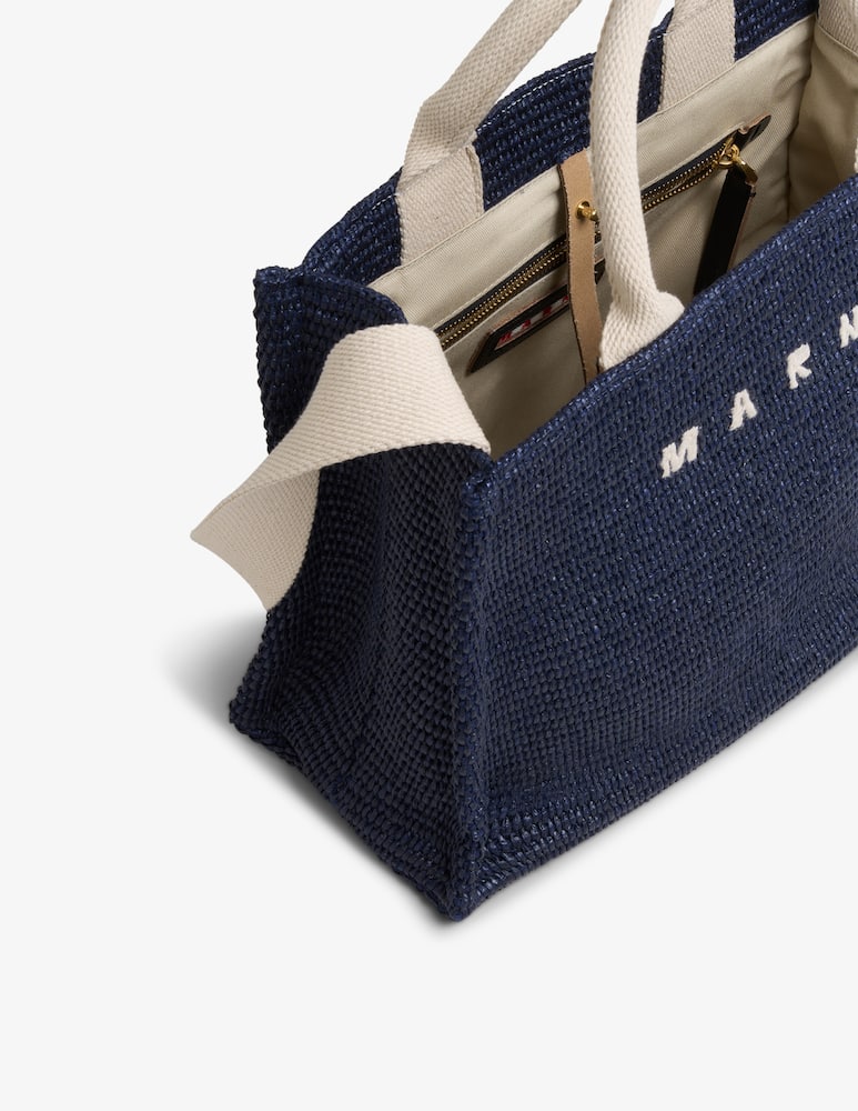 Marni Tote Bag piccola in tessuto effetto rafia - immagine 4