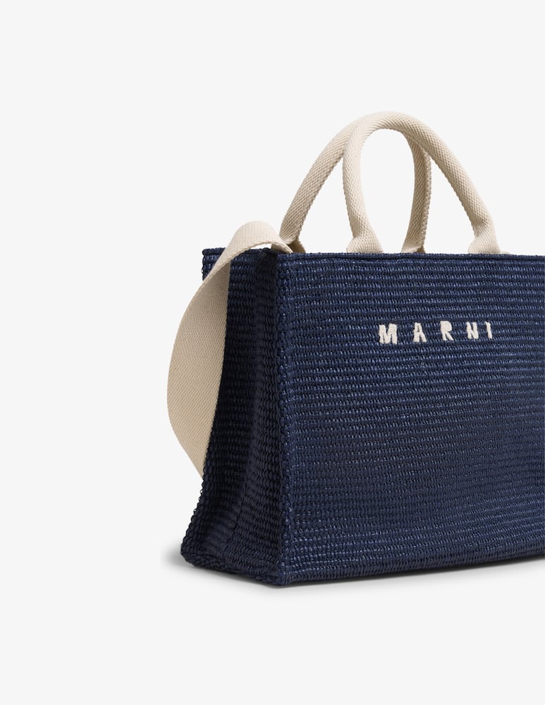 Marni Tote Bag piccola in tessuto effetto rafia - immagine 5